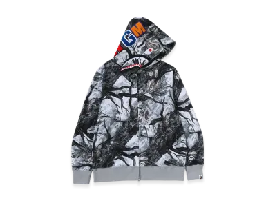 A BATHING APE Tree Edge Camo Shark Full Zip Hoodie "White"