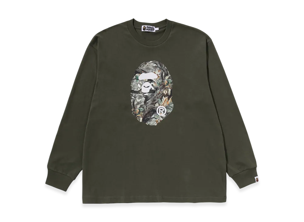 A BATHING APE Tree Edge Camo Ape Head Relaxed Fit Ls Tee "Olive Drab"