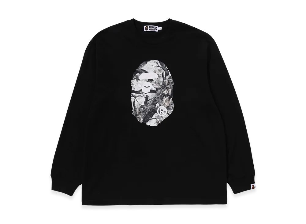 A BATHING APE Tree Edge Camo Ape Head Relaxed Fit Ls Tee "Black"
