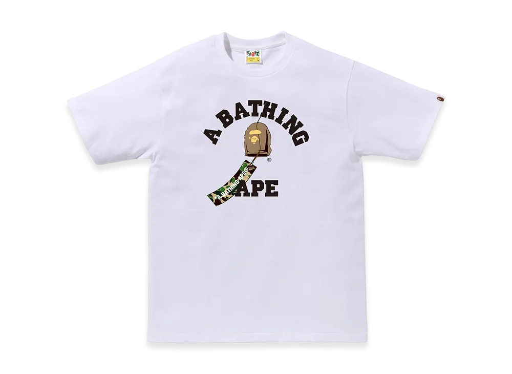 A BATHING APE Japanese Wind Chimes College Tee "White"