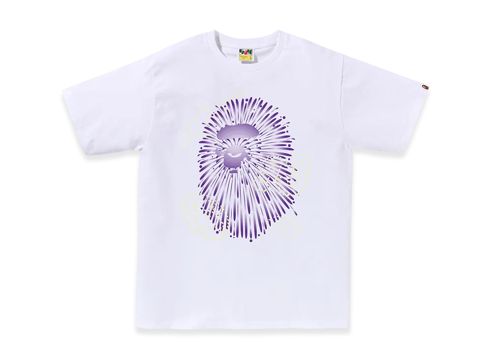 A BATHING APE Firework Ape Head Tee #1 "White"