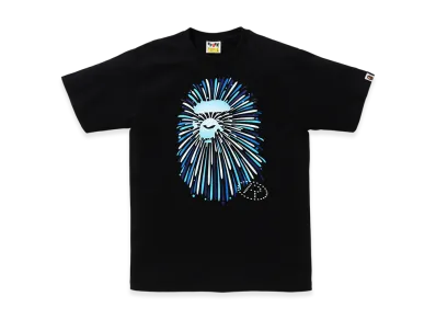 A BATHING APE Ape Head Firework Tee #1 "Balck/Blue"