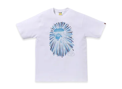 A BATHING APE Ape Head Firework Tee #1 "White/Blue"