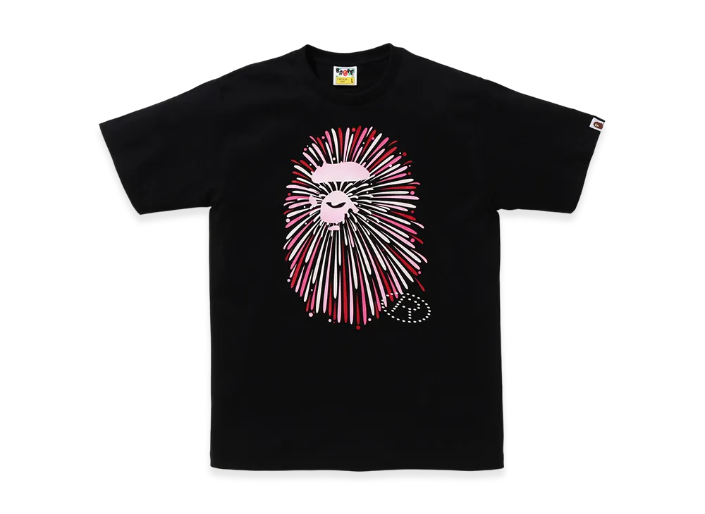 A BATHING APE Ape Head Firework Tee #1 "Black/Pink"