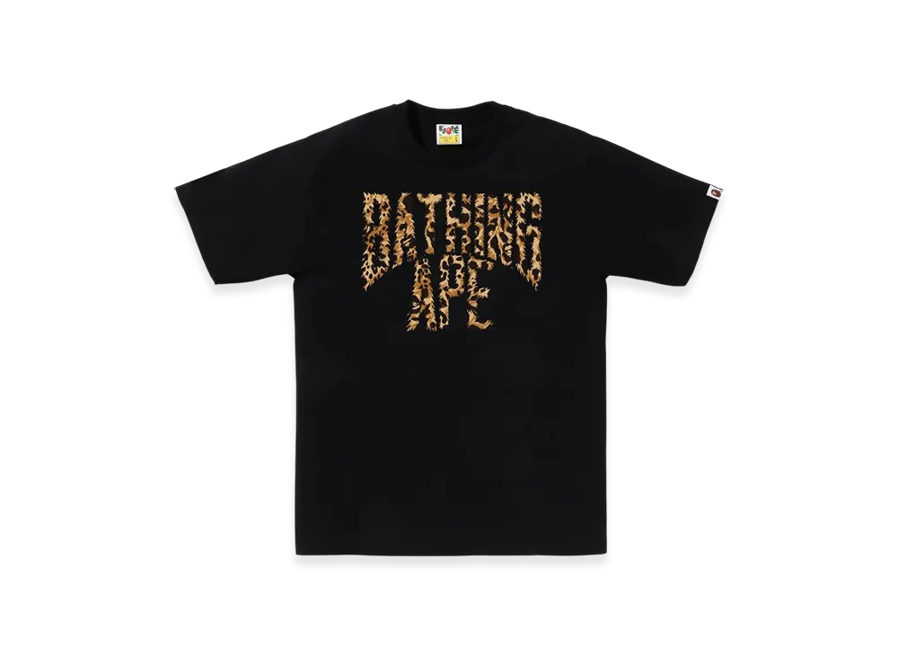 A BATHING APE Wild Leopard Pattern Nyc Logo Tee "Black Beige"