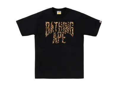 A BATHING APE Wild Leopard Pattern Nyc Logo Tee "Black Beige"