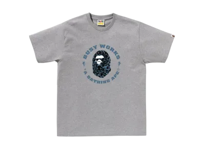 A BATHING APE Wild Leopard Pattern Busy Works Sta Tee "Grey"
