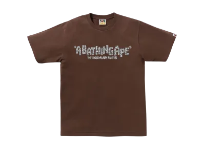 A BATHING APE Wild Leopard Pattern Primitive Logo Tee "Brown"