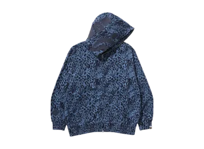 A BATHING APE Wild Leopard Pattern Shark Relaxed Fit Full Zip Hoodie "Navy"