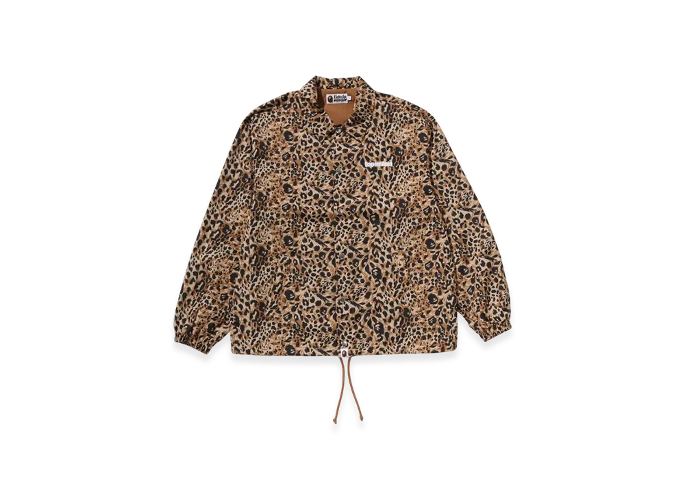 A BATHING APE Wild Leopard Pattern Coach Jacket "Beige"