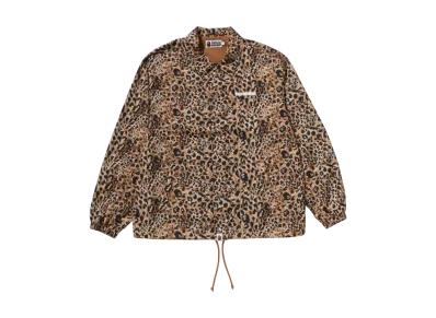 A BATHING APE Wild Leopard Pattern Coach Jacket "Beige"