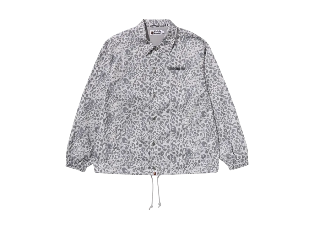 A BATHING APE Wild Leopard Pattern Coach Jacket "Grey"