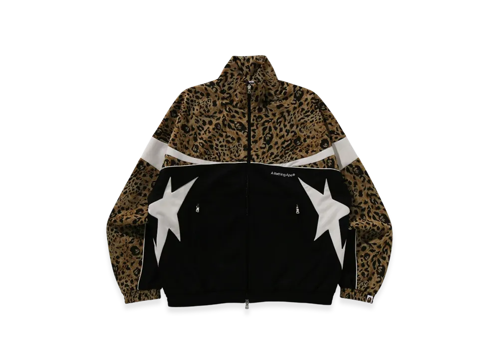 A BATHING APE Wild Leopard Pattern Relaxed Fit Track Jacket "Black"
