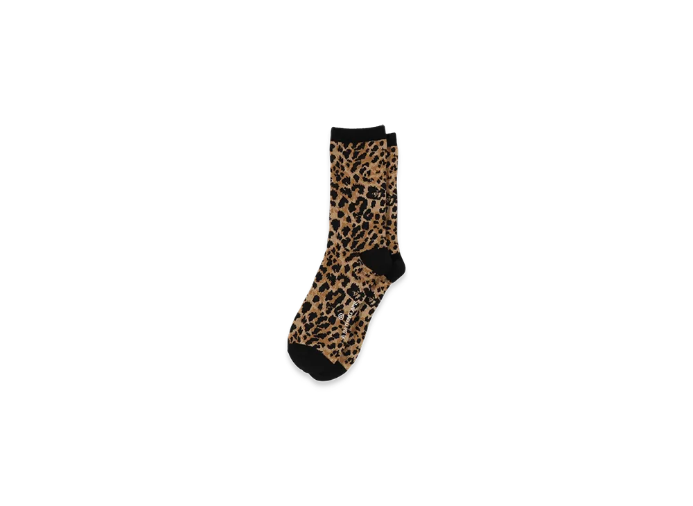 A BATHING APE Wild Leopard Pattern Socks "Beige"