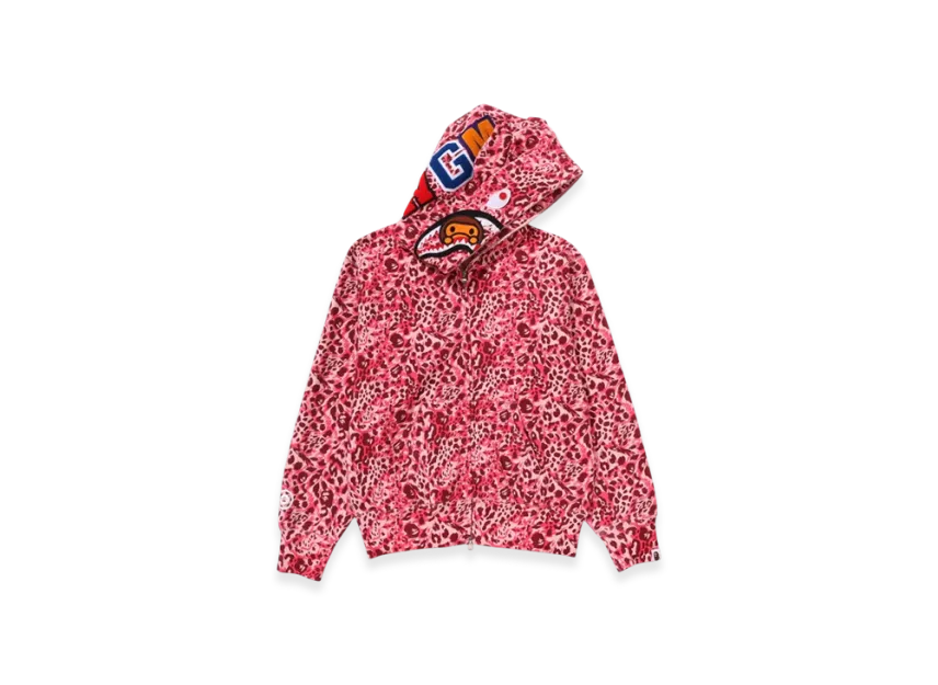 A BATHING APE Wild Leopard Pattern Milo Shark Full Zip Hoodie A BATHING APE Wild Leopard Pattern Milo Shark Full Zip Hoodie