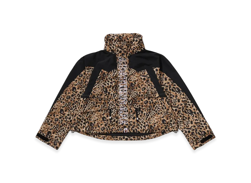 A BATHING APE Wild Leopard Pattern Cropped Snowboard Jacket "Beige"