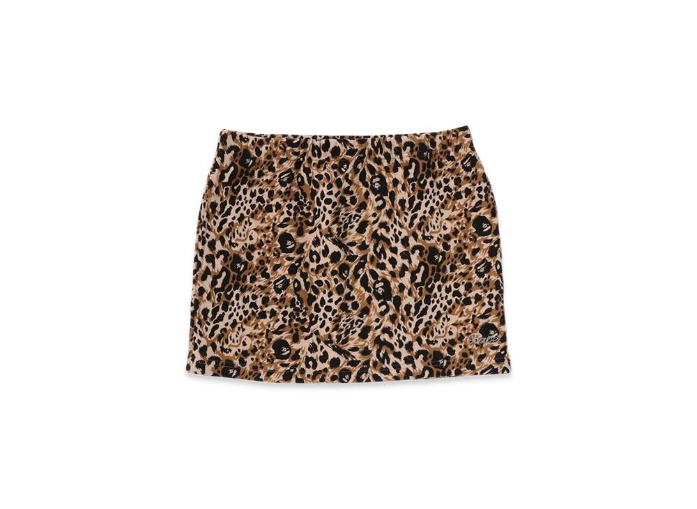 A BATHING APE Wild Leopard Pattern Sweat Skirt "Beige"
