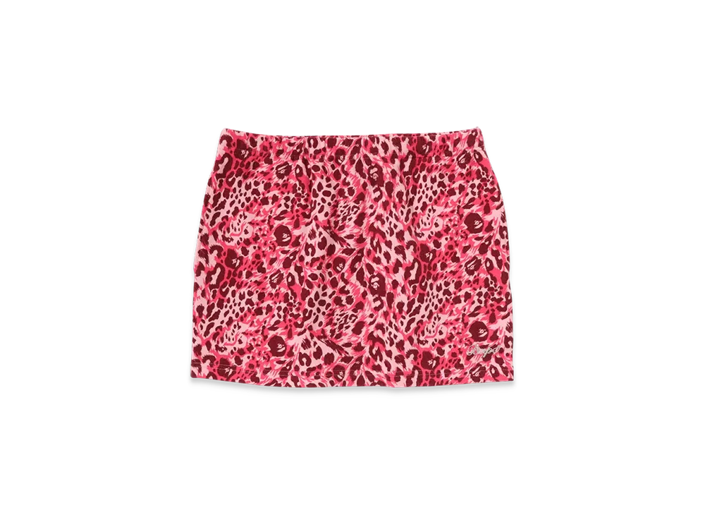A BATHING APE Wild Leopard Pattern Sweat Skirt "Pink"