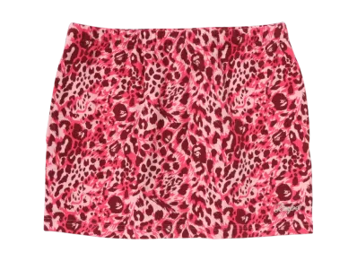 A BATHING APE Wild Leopard Pattern Sweat Skirt "Pink"