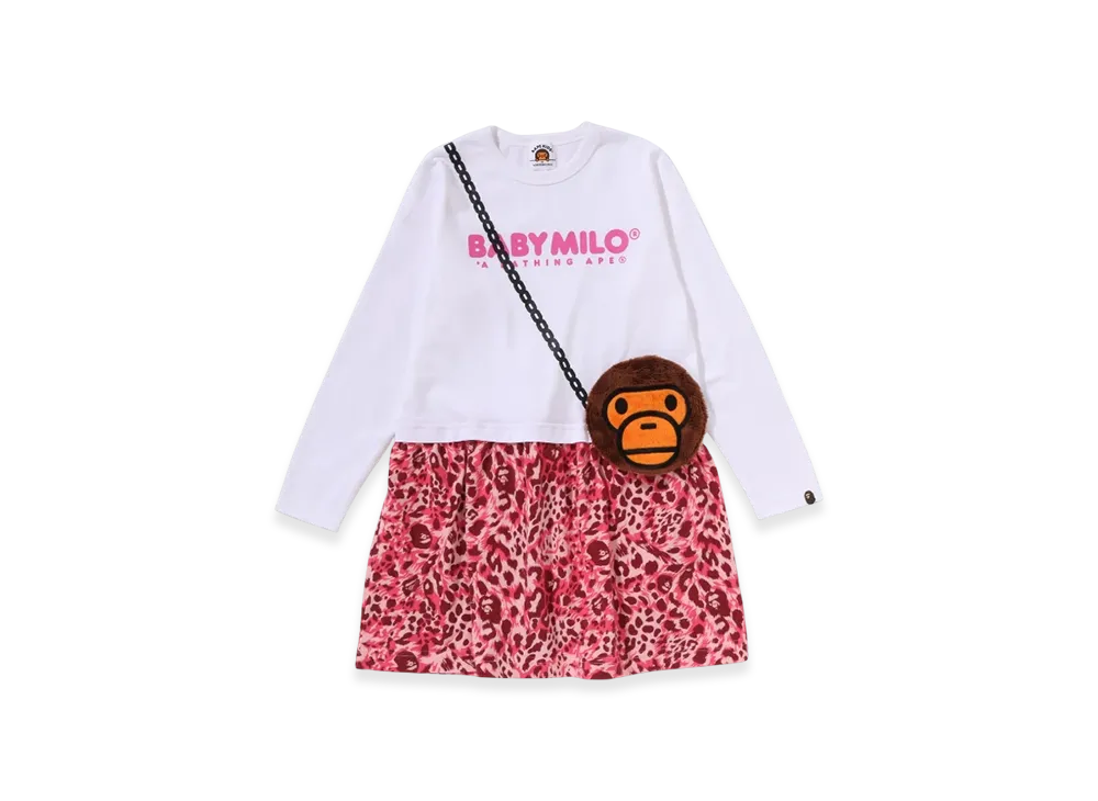 A BATHING APE Wild Leopard Pattern Milo Pochette Dress "White"