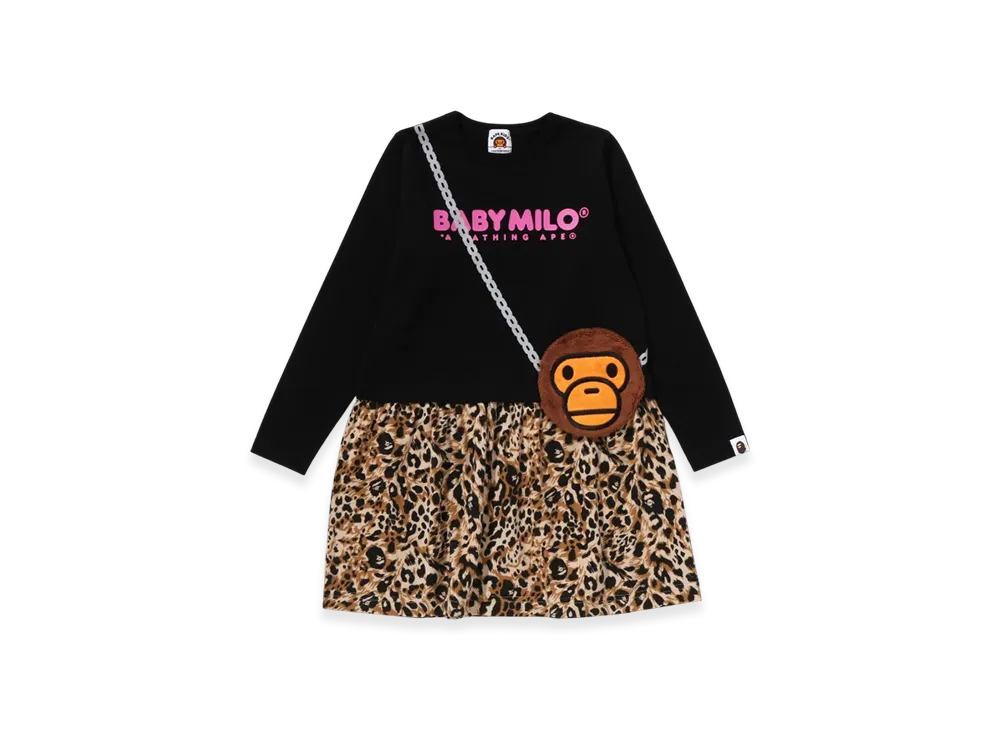 アベイシングエイプ ワイルド レオパード パターン ミロ ポシェット ドレス "ブラック"
