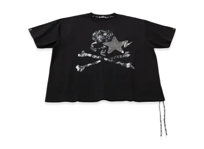 A BATHING APE x mastermind JAPAN Leather Sta Patch Skull Relaxed Fit Tee "Black"