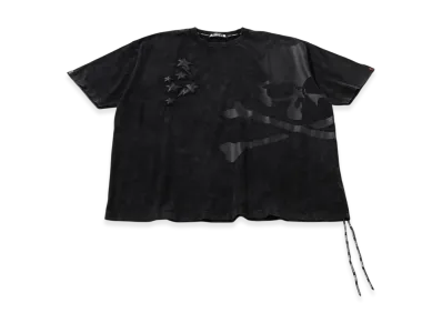 A BATHING APE x mastermind JAPAN Leather Sta Patch Skull Relaxed Fit Tee "Black"