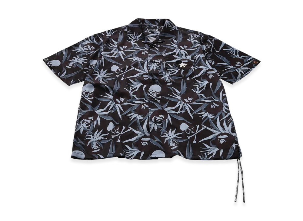 A BATHING APE x mastermind JAPAN Tropical Skull Camo Open Collar SS Shirts "Black"