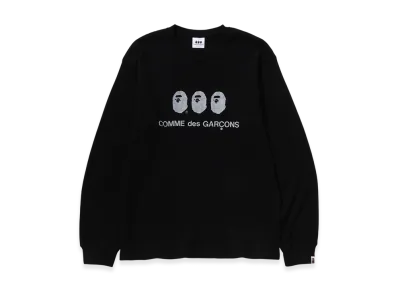 A BATHING APE x COMME des GARCONS OSAKA WAFFLE L/S Tee "Black"