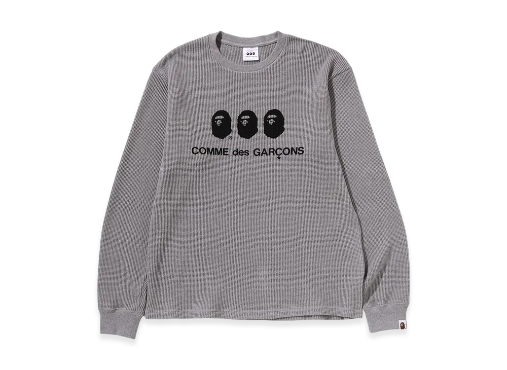 A BATHING APE x COMME des GARCONS OSAKA WAFFLE L/S Tee "Gray"