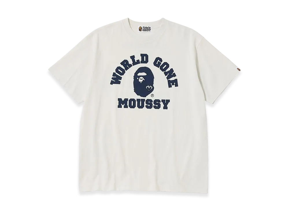 A BATHING APE MOUSSYコラボTシャツ ホワイト A BATHING APE x MOUSSY College Patch Tee