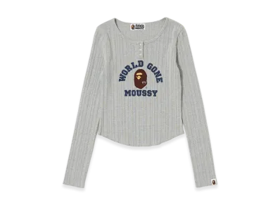 A BATHING APE x MOUSSY Henry Neck L/S Tee "Grey"