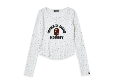 A BATHING APE x MOUSSY Henry Neck L/S Tee "White"