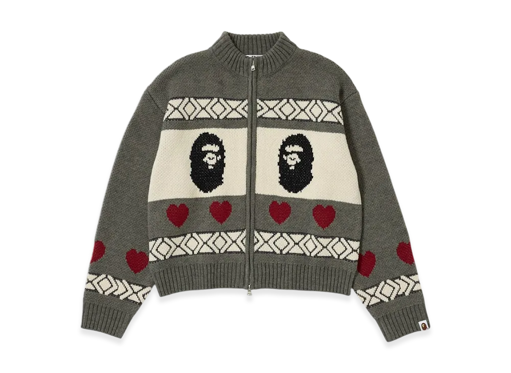 A BATHING APE x MOUSSY Knit Cardigan "Grey"