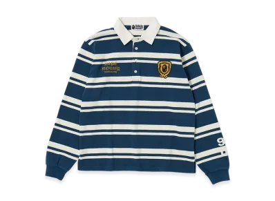 A BATHING APE x MOUSSY Striped Rugby L/S Shirt "Navy"