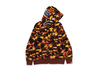 A BATHING APE 1St Camo Shark Full Zip Hoodie "Orange"