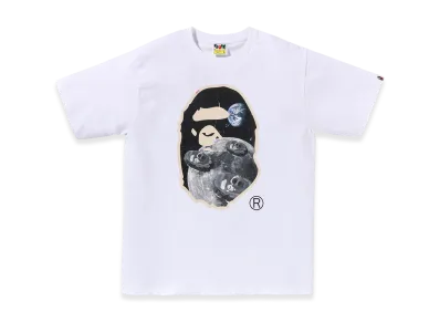 A BATHING APE Moon Ape Head Old Photo Tee "White"