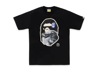 A BATHING APE Moon Ape Head Old Photo Tee "Black"