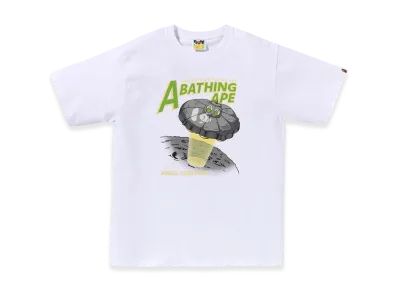 A BATHING APE Ape Head UFO On Moon Tee "White"