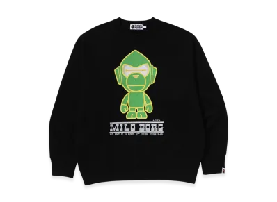 A BATHING APE Milo Borg Relaxed Fit Crewneck Sweatshirt "Black"
