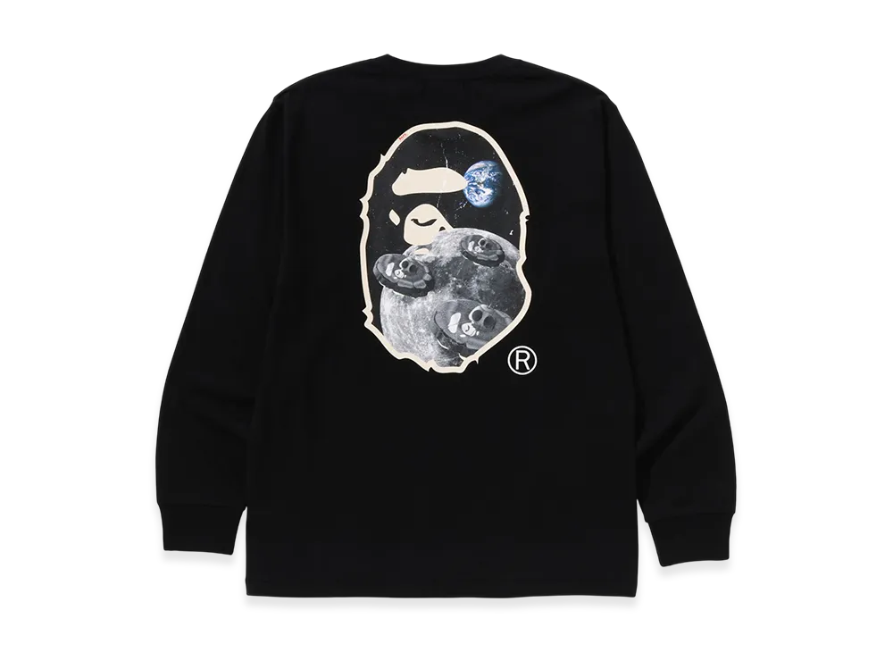 A BATHING APE Moon Ape Head Old Photo L/S Tee "Black"