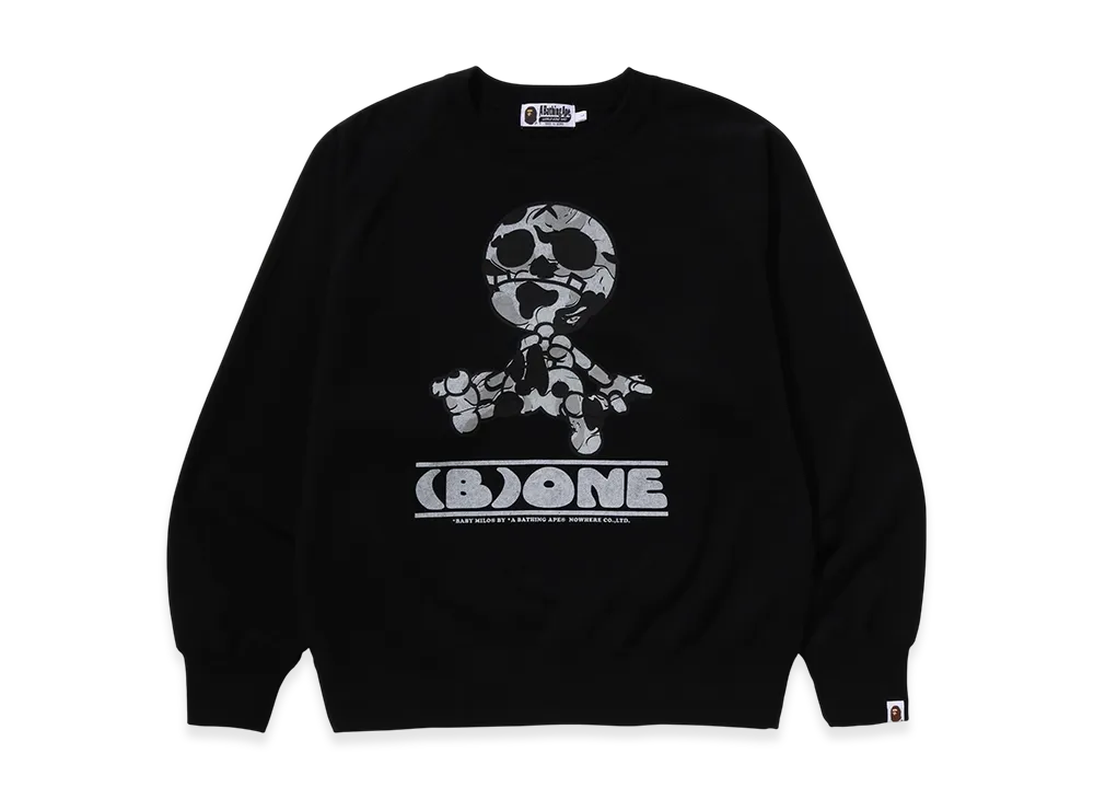 A BATHING APE Milo Bone Relaxed Fit Crewneck Sweatshirt "Black"