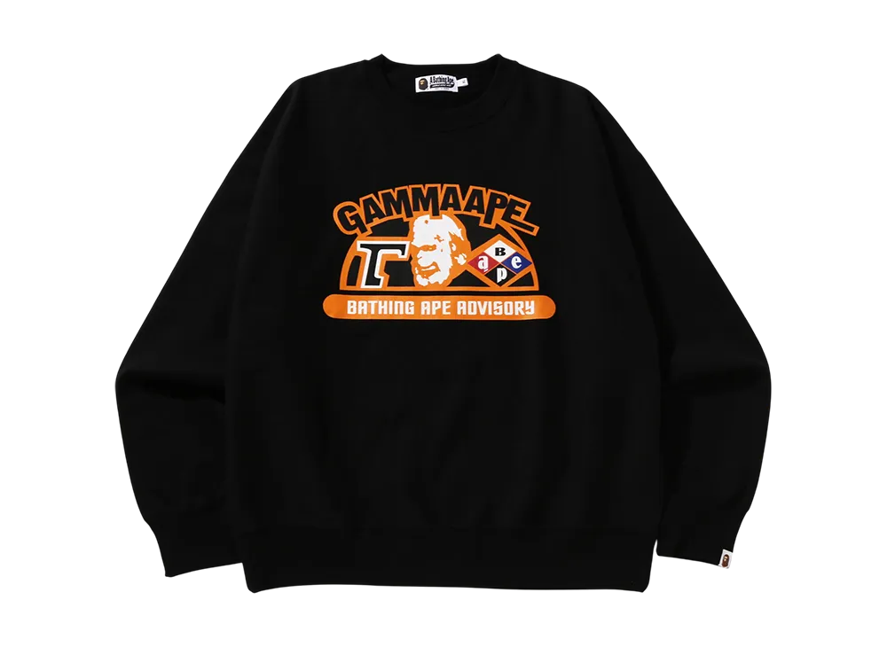A BATHING APE Classic Gamma Ape Relaxed Fit Crewneck "Black"