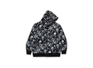 A BATHING APE x mastermind JAPAN Tropical Camo Skull Relaxed Fit Full Zip Hoodie "Black"