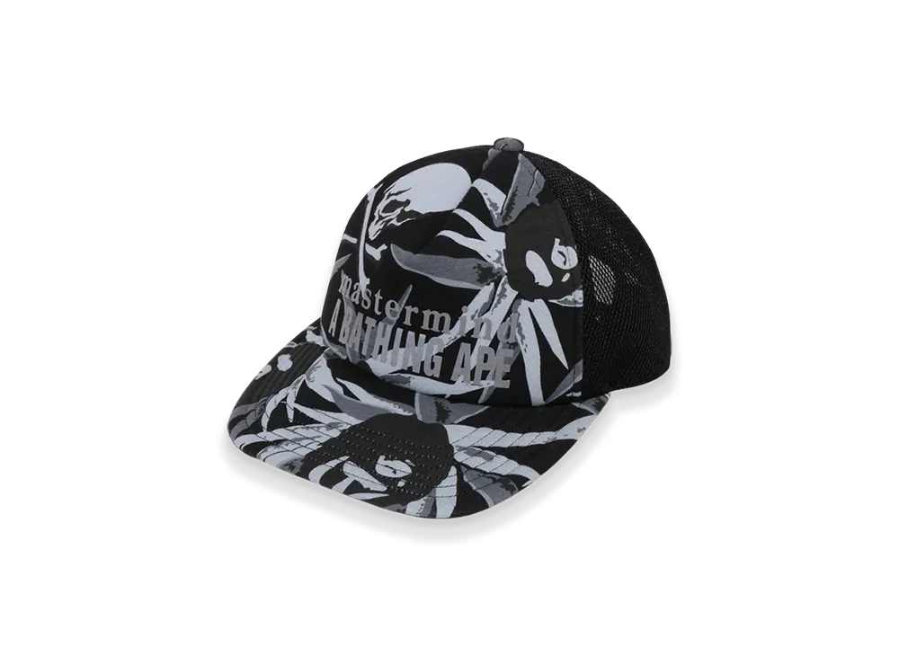 A BATHING APE x mastermind JAPAN Tropical Skull Camo Mesh Cap "Black"