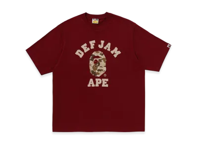 A BATHING APE x Def Jam Camo College Relaxed Fit Tee "Burgundy"