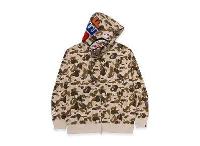 A BATHING APE x Def Jam Camo Shark Relaxed Fit Full Zip Hoodie "Beige"