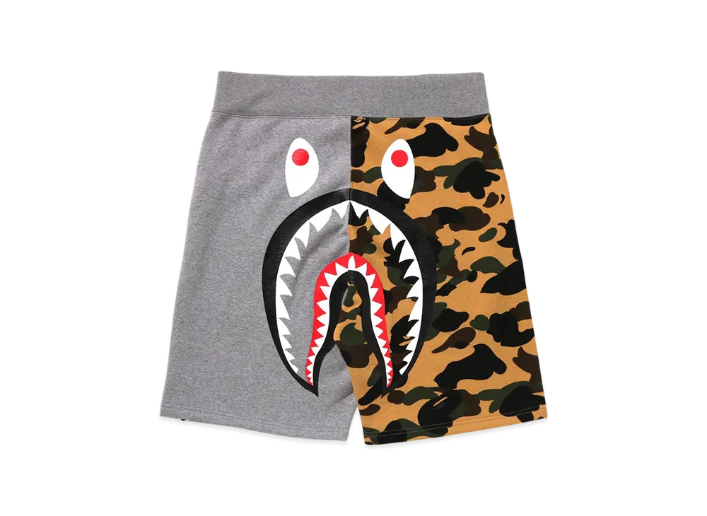 A BATHING APE 1St Camo Back Shark Sweat Shorts "Yellow"