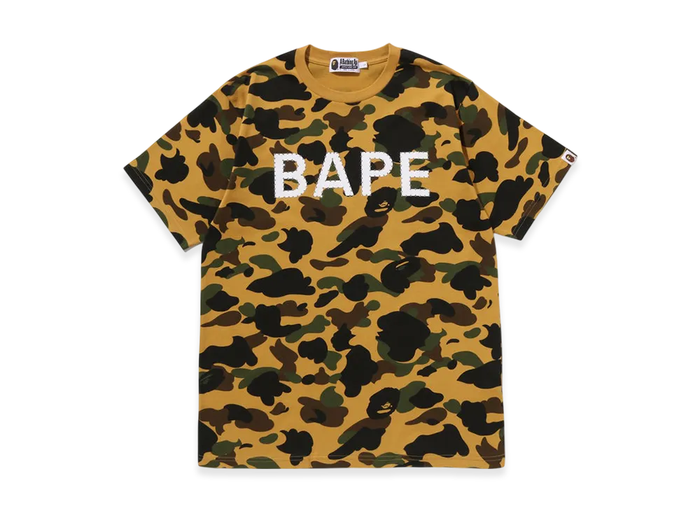 A BATHING APE 1St Camo Bape Rhinestone Tee "Yellow"