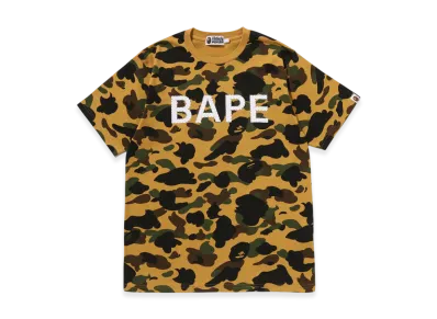 A BATHING APE 1St Camo Bape Rhinestone Tee "Yellow"